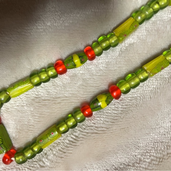 African Trade~Venetian Vintage (1760-1790) Millefiori Lime Green Glass Beads - Picture 6 of 16